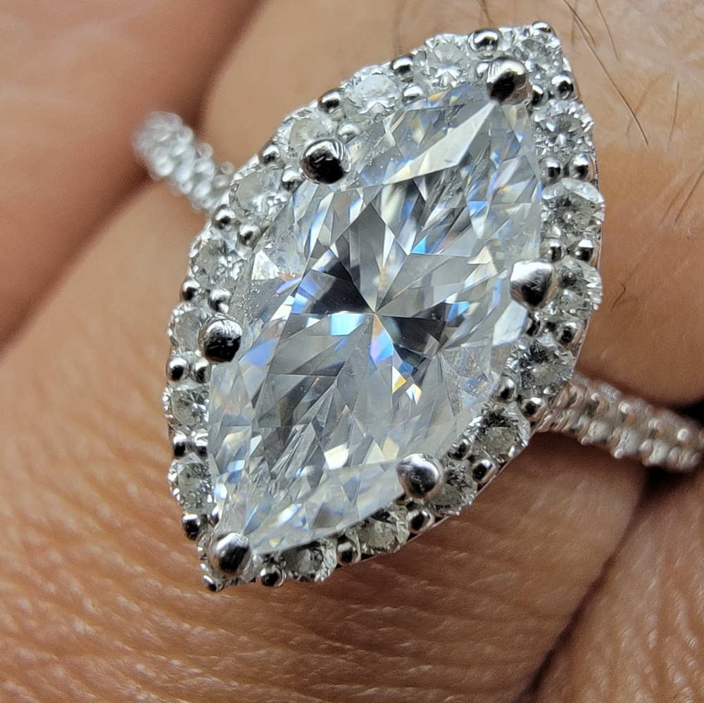 Gage melanie marquise moissanite and diamond solid 14k ring retail 2885!!!!